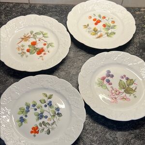 Dansk White Floral Dessert size dishes Set of 4. New in box.  IVY BERRIES